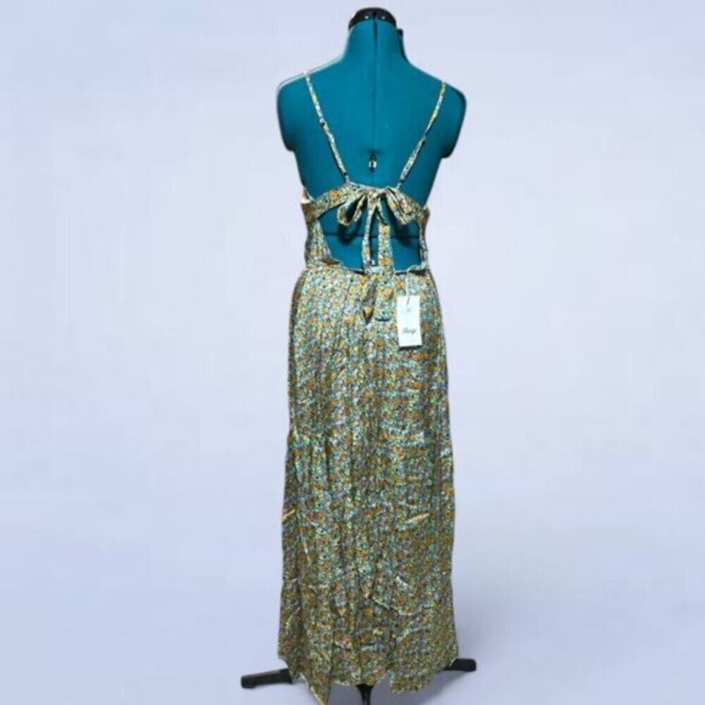 BNWT Maaji Olive Floral Maxi Slip Dress with Front Slit - Picture 4 of 10